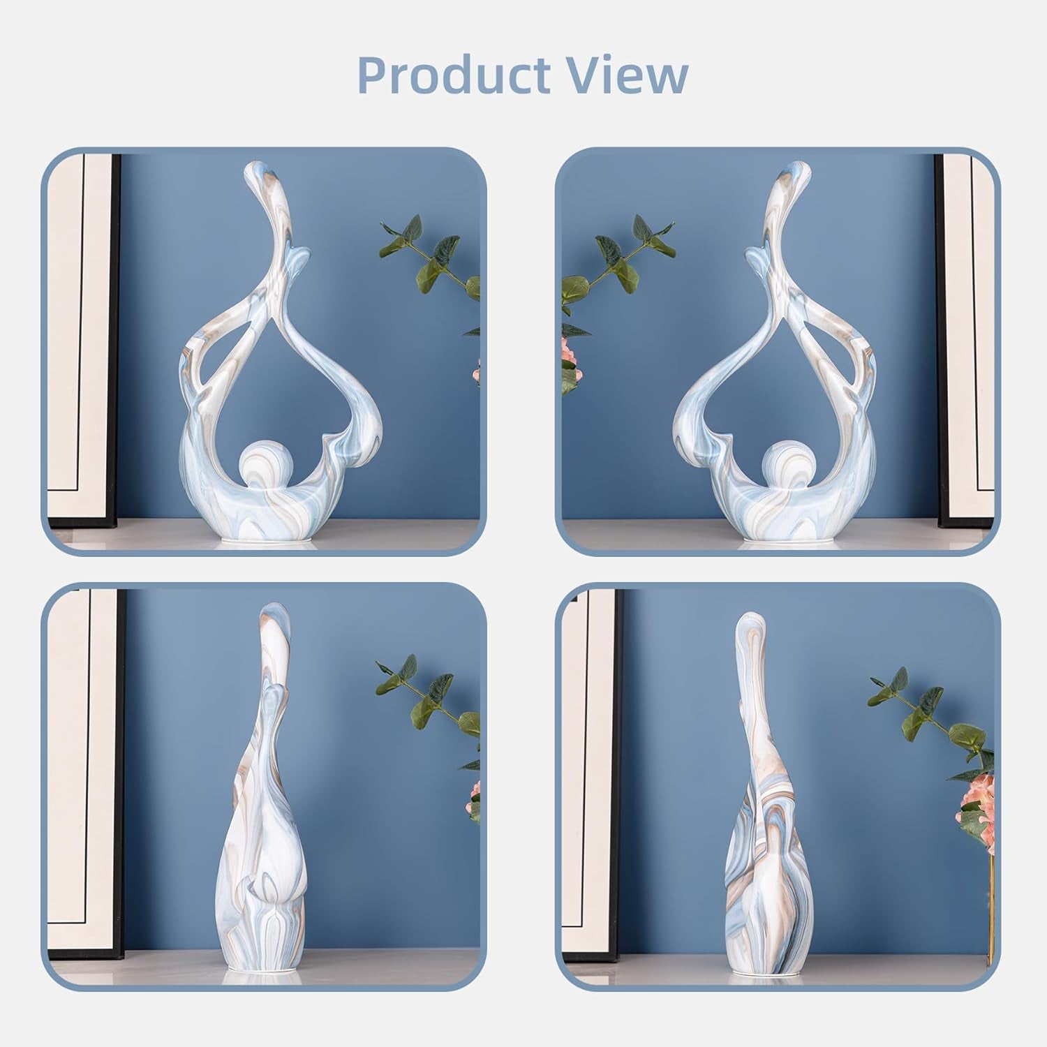 Elegant Blue Ceramic Table Decor - Abstract Sculptures for Living Room, Dining Room, and Office Centerpieces
