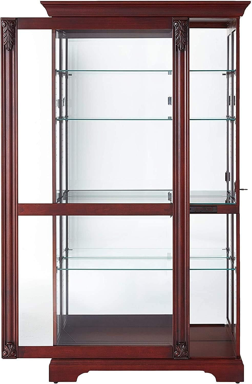 Cohen Curio Cabinet II - Elegant Adjustable Shelf with Lockable Slide Door, Illuminated Vertical Display for Home Decor & Collectibles