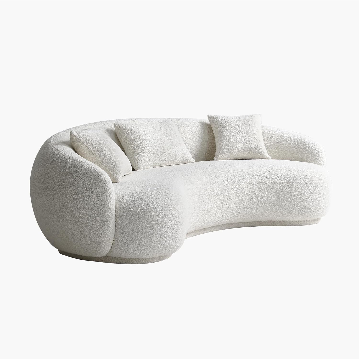 Stylish Mid Century Modern 4-Seat Curved Boucle Sofa - Perfect for Living Room, Bedroom, or Office in Elegant White