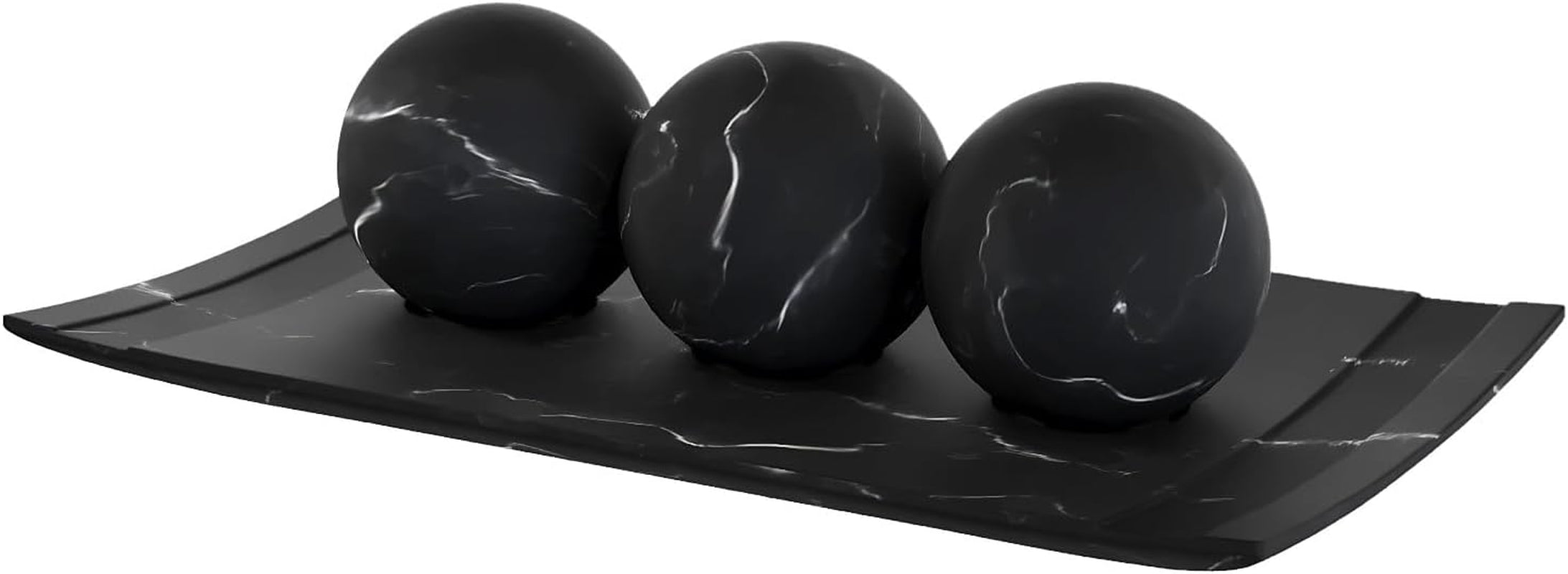 Elegant Black Marble Aesthetic Bowl and Orb Set - Decorative Centerpiece for Living Room, Dining Table, Kitchen Counter, and Foyer
