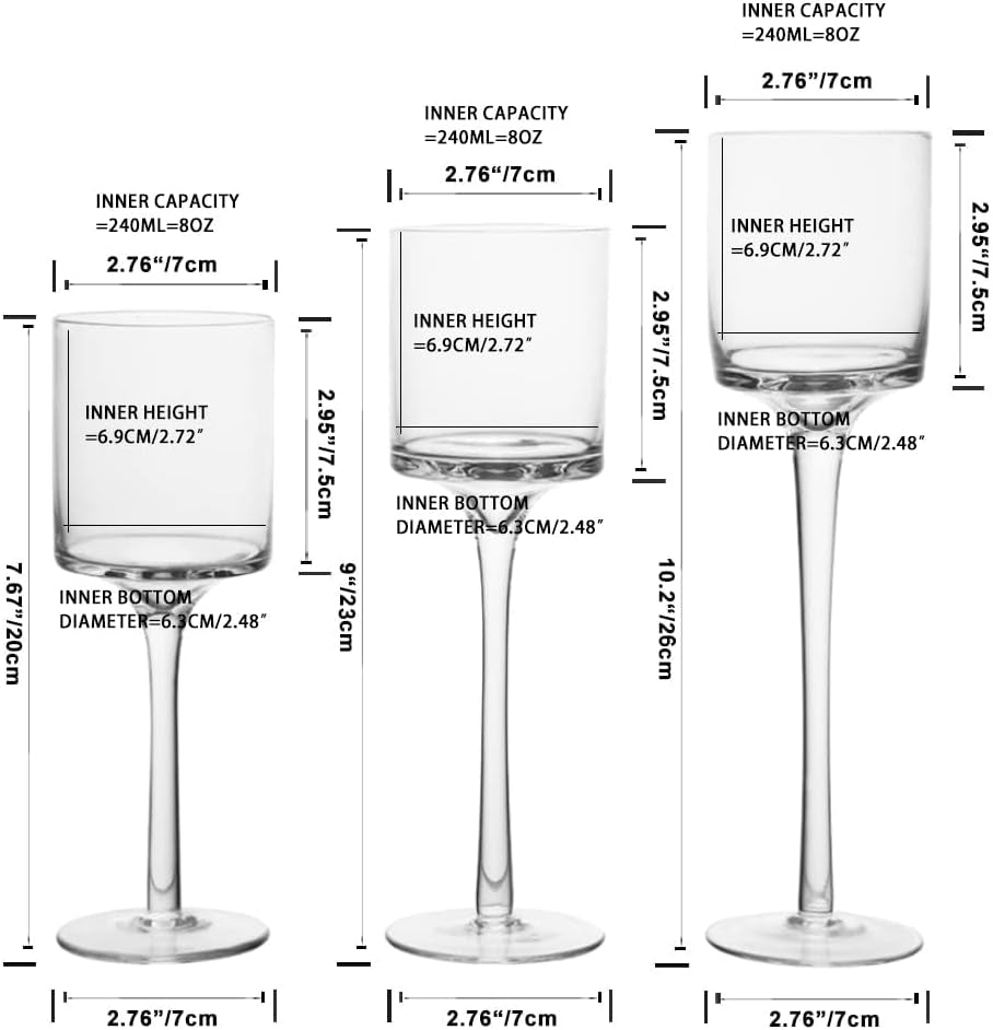 10 Sets of Elegant Clear Glass Candle Holders - 30 Pieces of Tall Tealight Holders for Candles Up to 6cm Diameter, Ideal for Home, Party, and Wedding Centerpiece Decoration