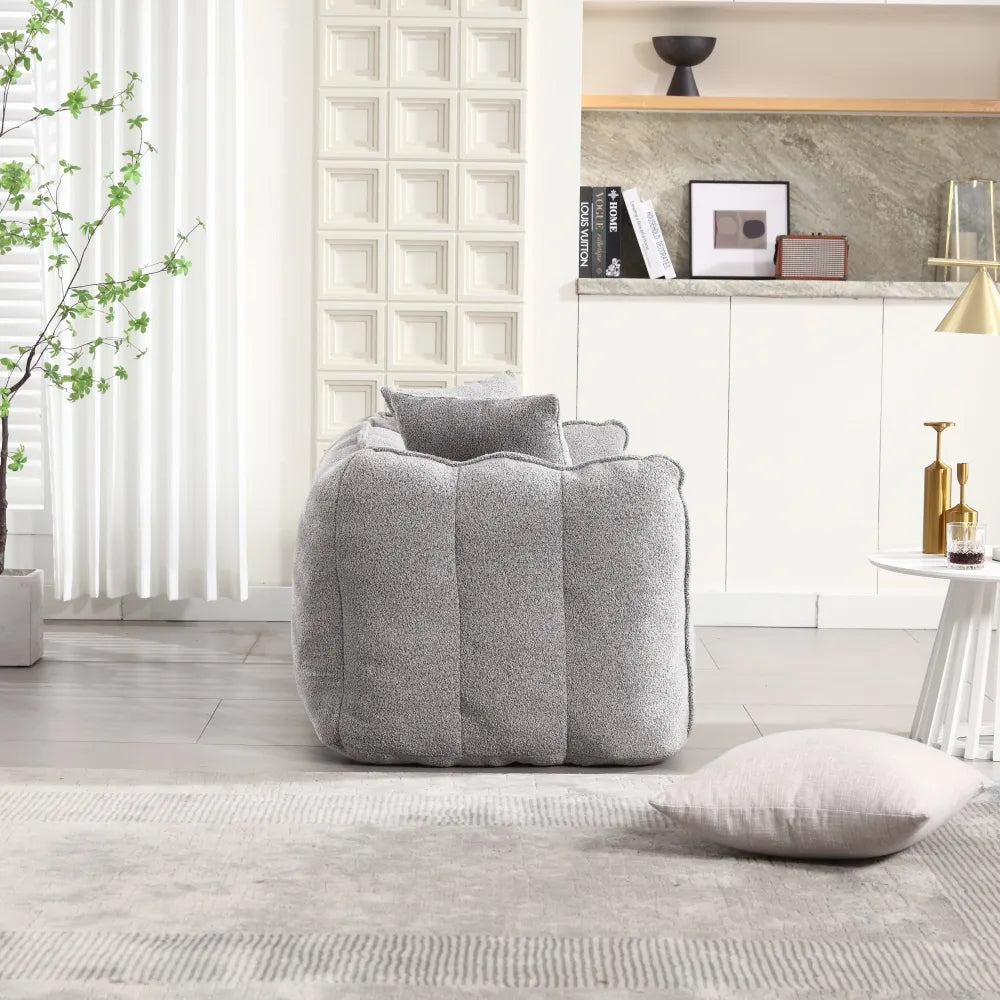 Ultimate Comfort Soft Beanbag Chair for Two - Perfect Square Recliner Sofa for Gaming and Reading with High Resilience Foam Core