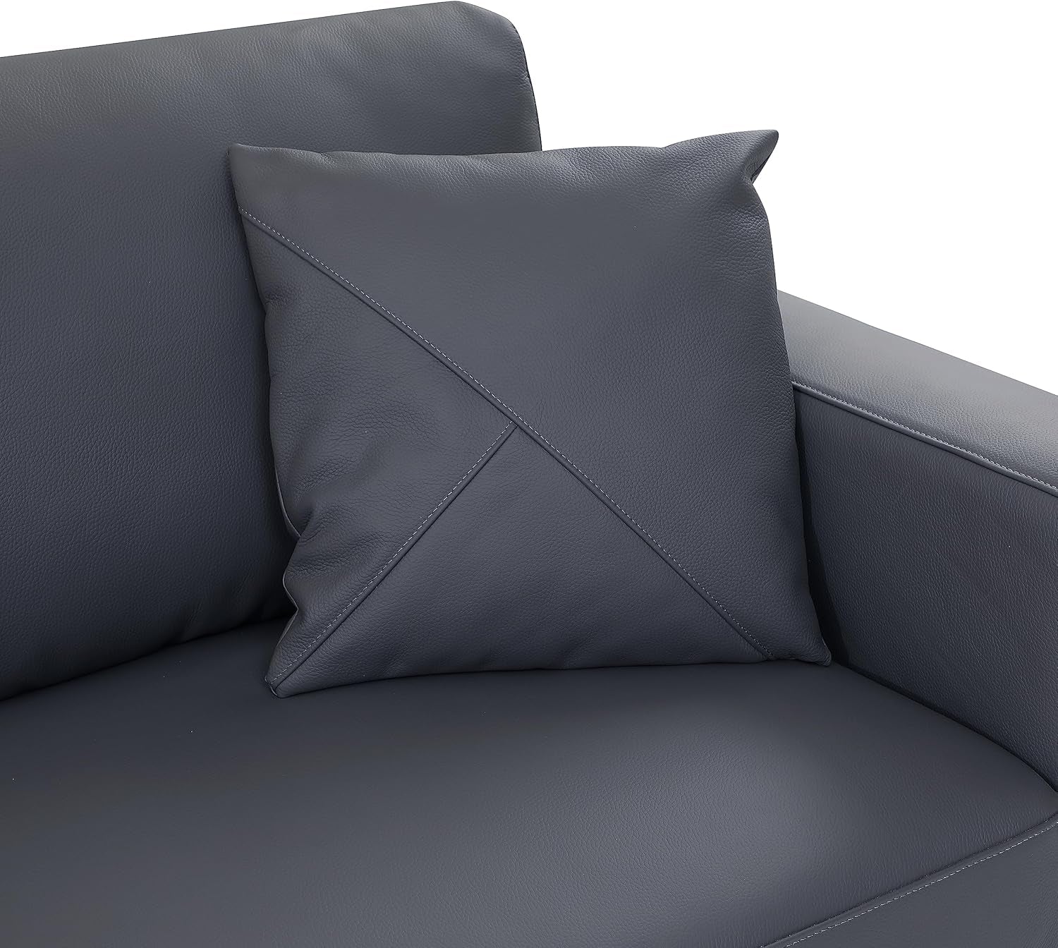 Luxurious Surton Dark Gray Top Grain Italian Leather L-Shaped Sectional Sofa for Modern Living Room & Home Office - 117" Width, Left Arm Facing