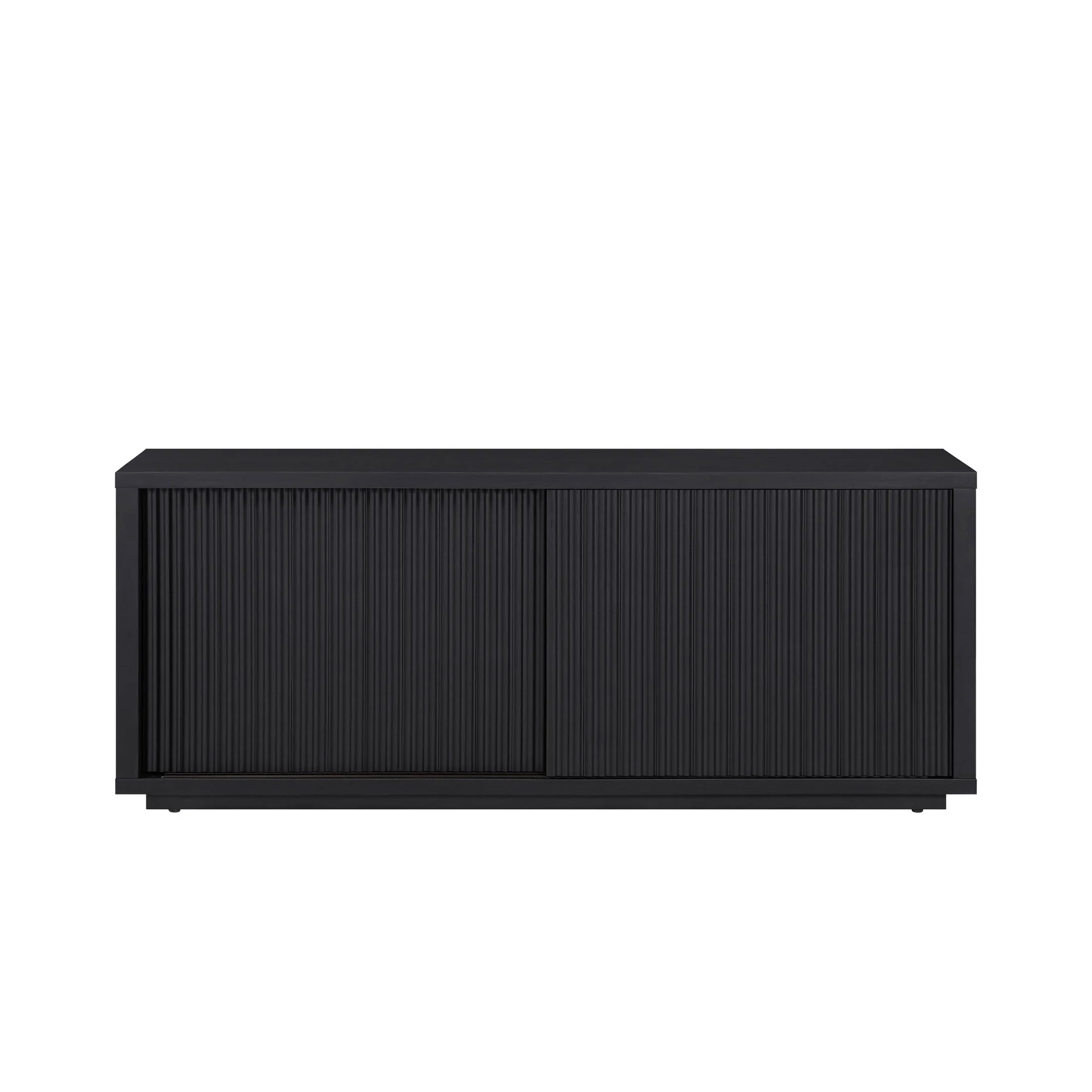 Stylish Fluted TV Stand for TVs up to 70” by Drew Barrymore in Elegant Rich Black Finish