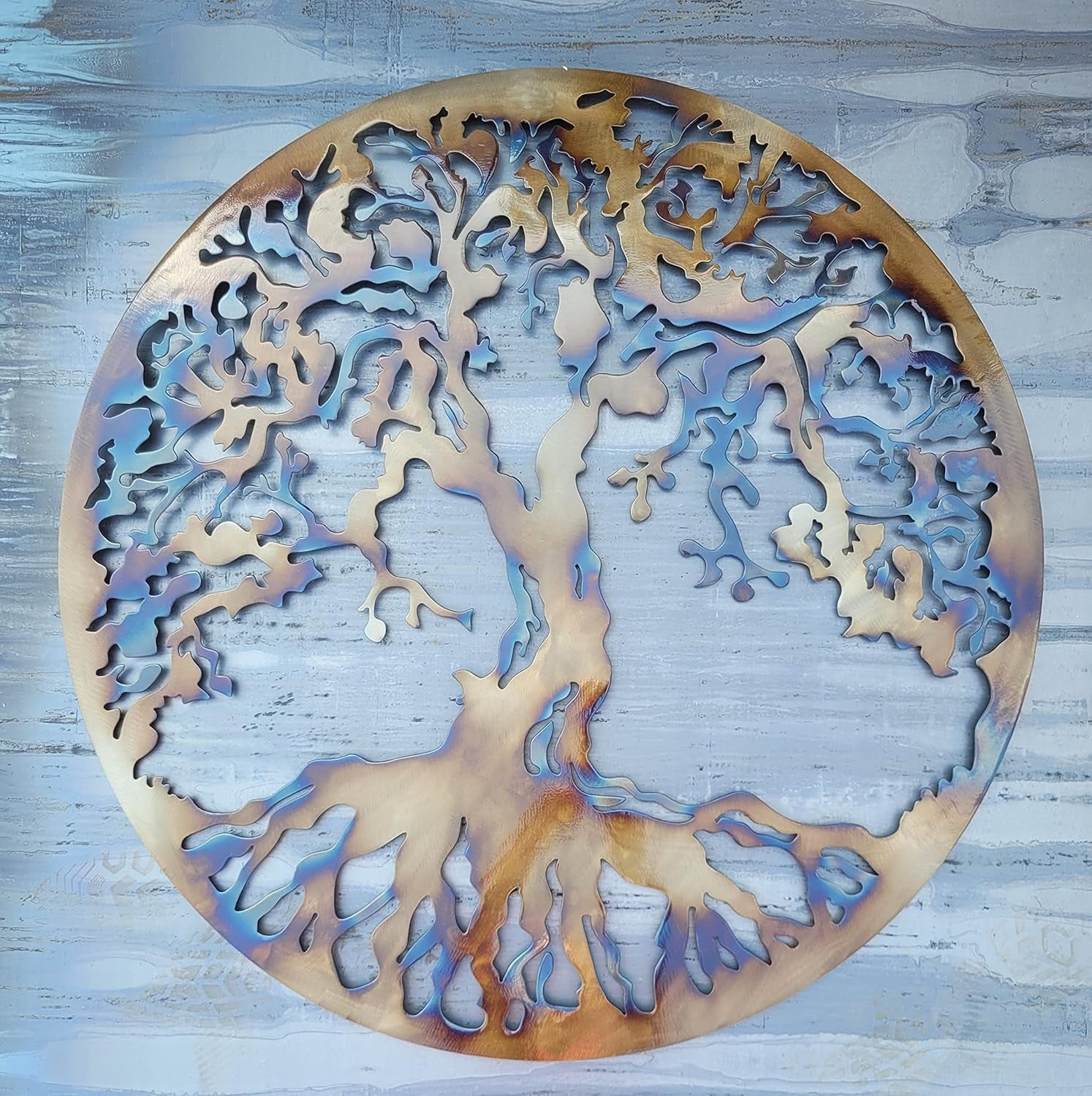 Stunning 36-Inch Tree of Life Metal Wall Art - Vibrant Laser-Cut Decorative Piece for Your Home