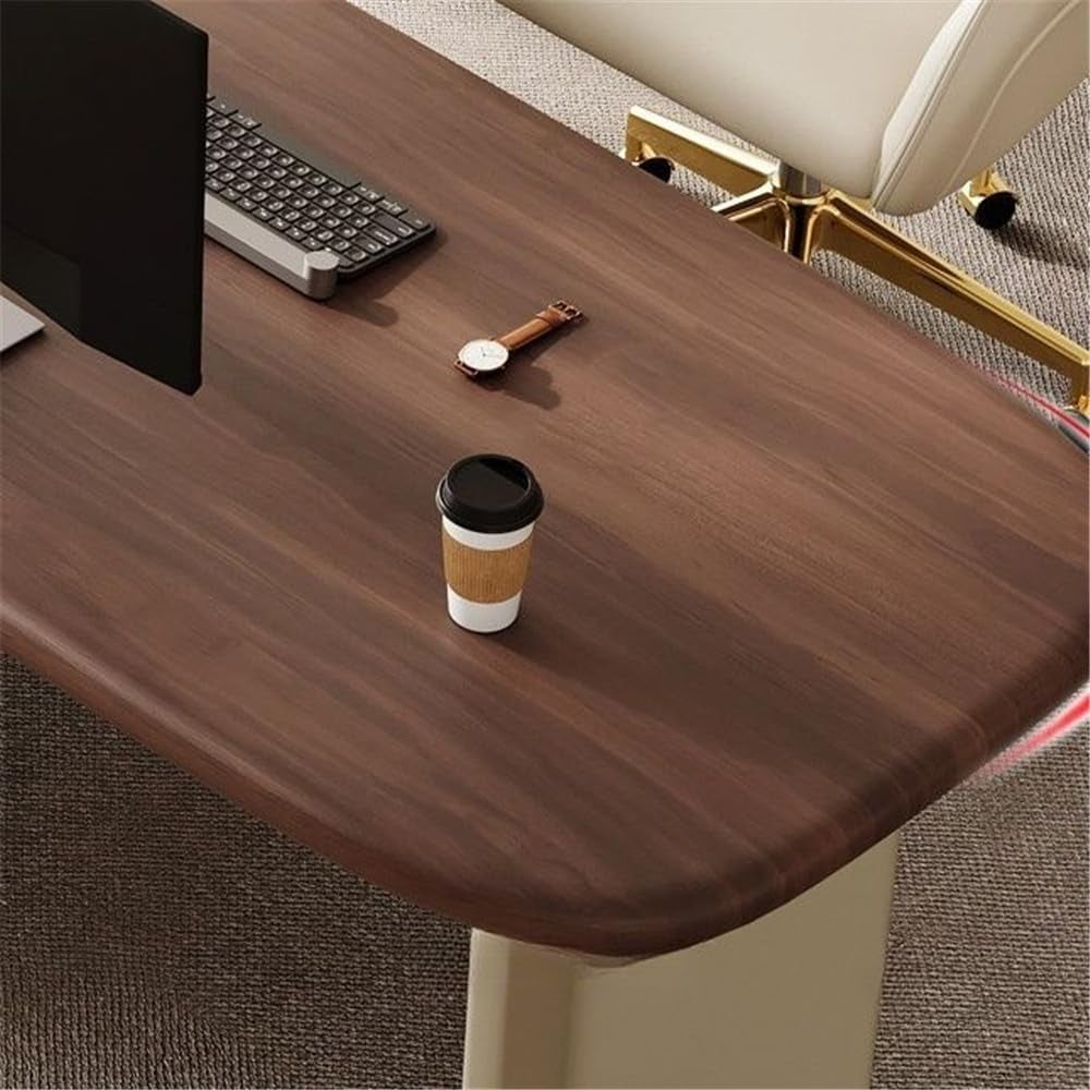 Stylish L-Shape Executive Desk with 3 Drawers - Modern Brown/Beige Writing Table for Home Office & Study - 79" L x 23.5" W x 29.5" H (Right)