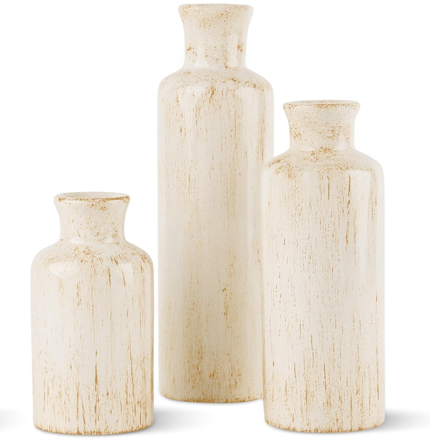 Rustic Luxe Vase Set - Elegant Vases for Pampas Grass and Floral Arrangements, Ideal for Kitchen, Bedroom, Office, Living Room, Bathroom, and Shelf Display