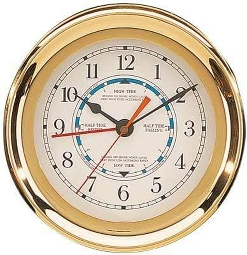 Elegant Brass Captain Tide & Time Wall Clock - Silent 7.5 Inch Bedroom Decor with Clear Glass and Large Numbers