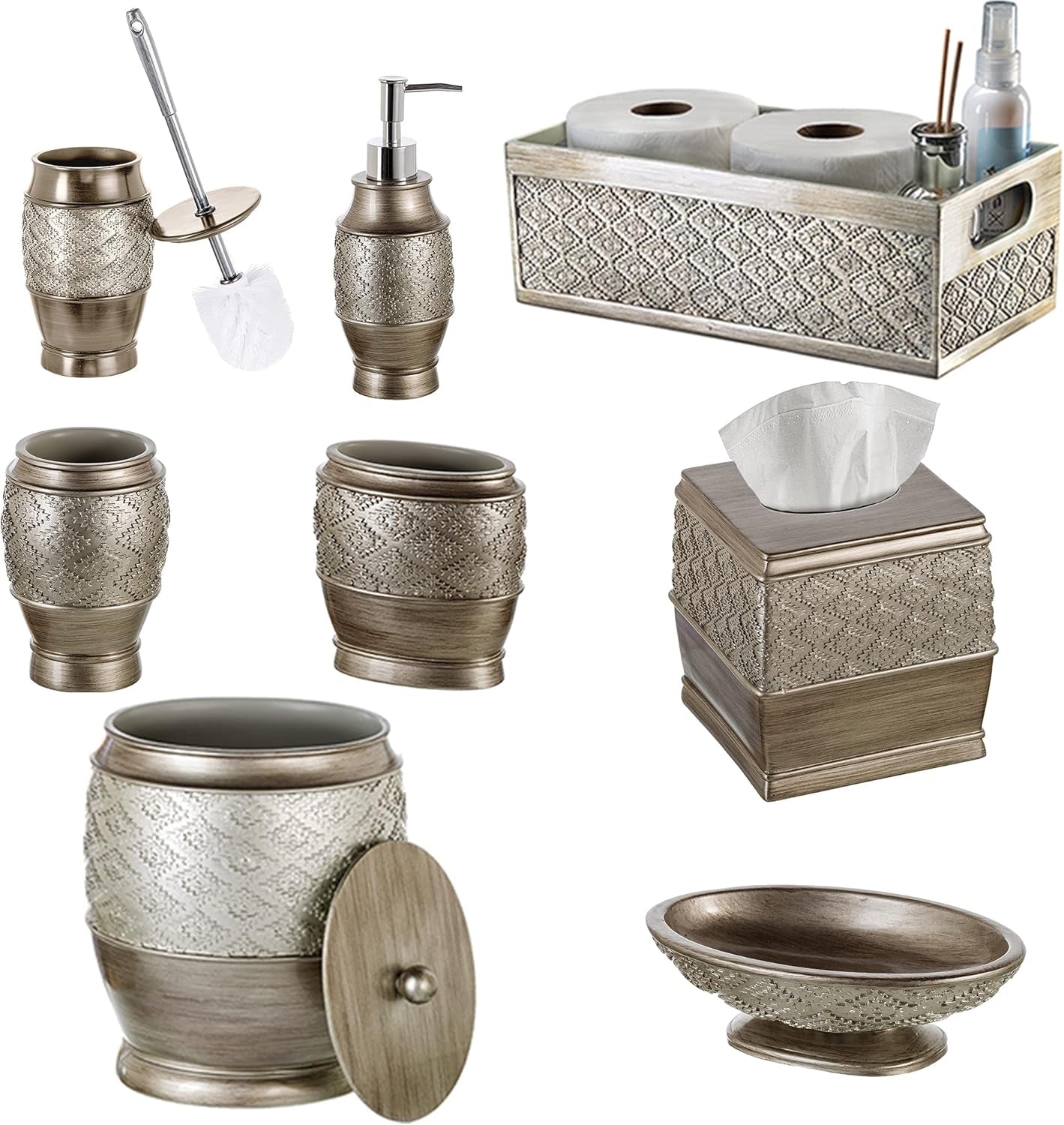 Dublin Silver Decorative Bathroom Storage Box and Toilet Paper Holder - Elegant Tank Topper and Sink Organizer