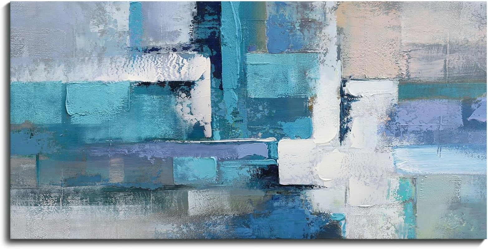 Blue Abstract Canvas Artwork - Contemporary Wall Decor for Living Room, Office, and Bedroom
