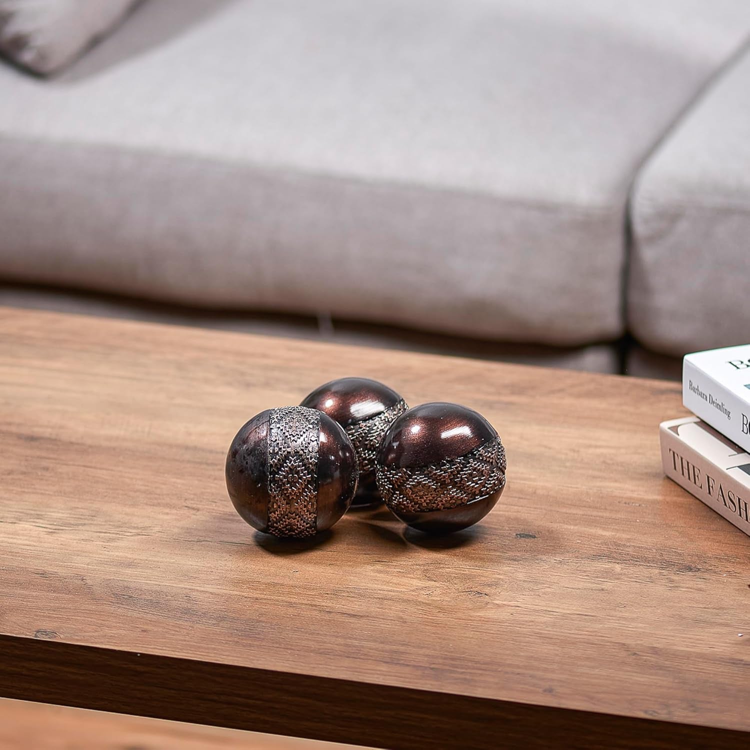 Dublin Brown 3-Inch Decorative Spheres - Set of 3 - Ideal for Bowls, Vases, and Home Decor Accents
