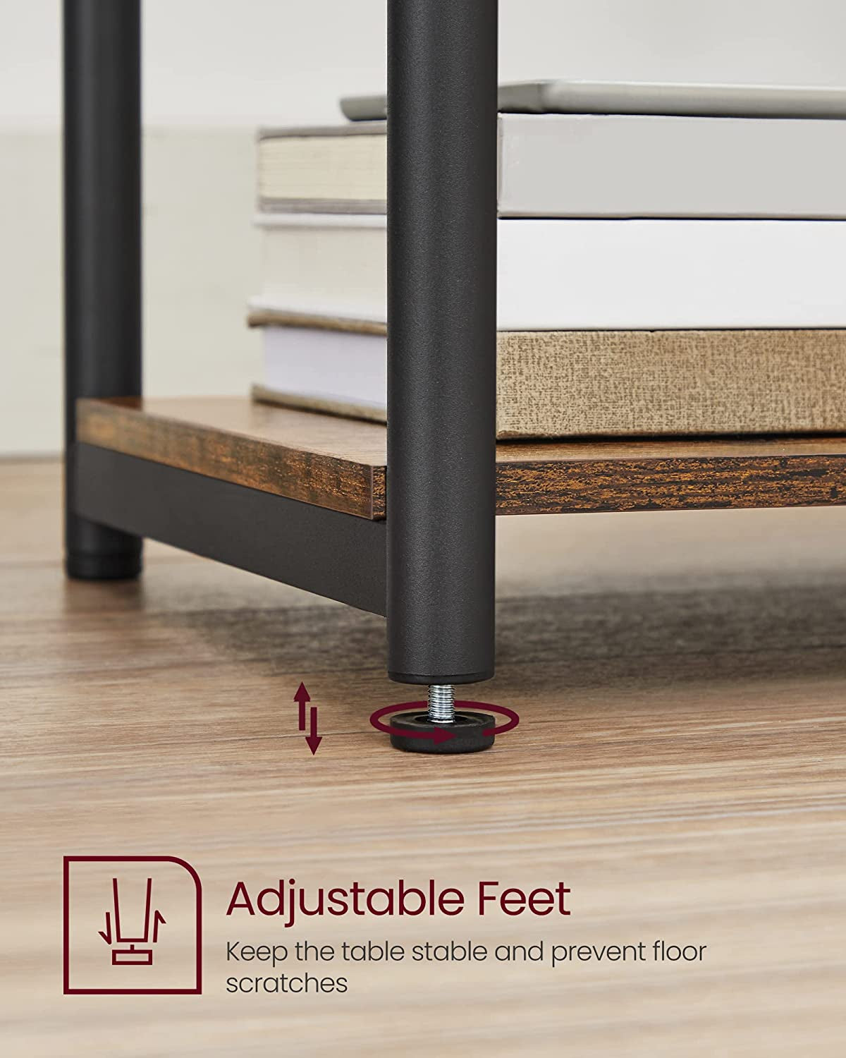 Rustic Brown & Classic Black Side Table - Versatile Small End Table & Tall Nightstand for Living Room, Bedroom, Office, and Bathroom - ULET273B01