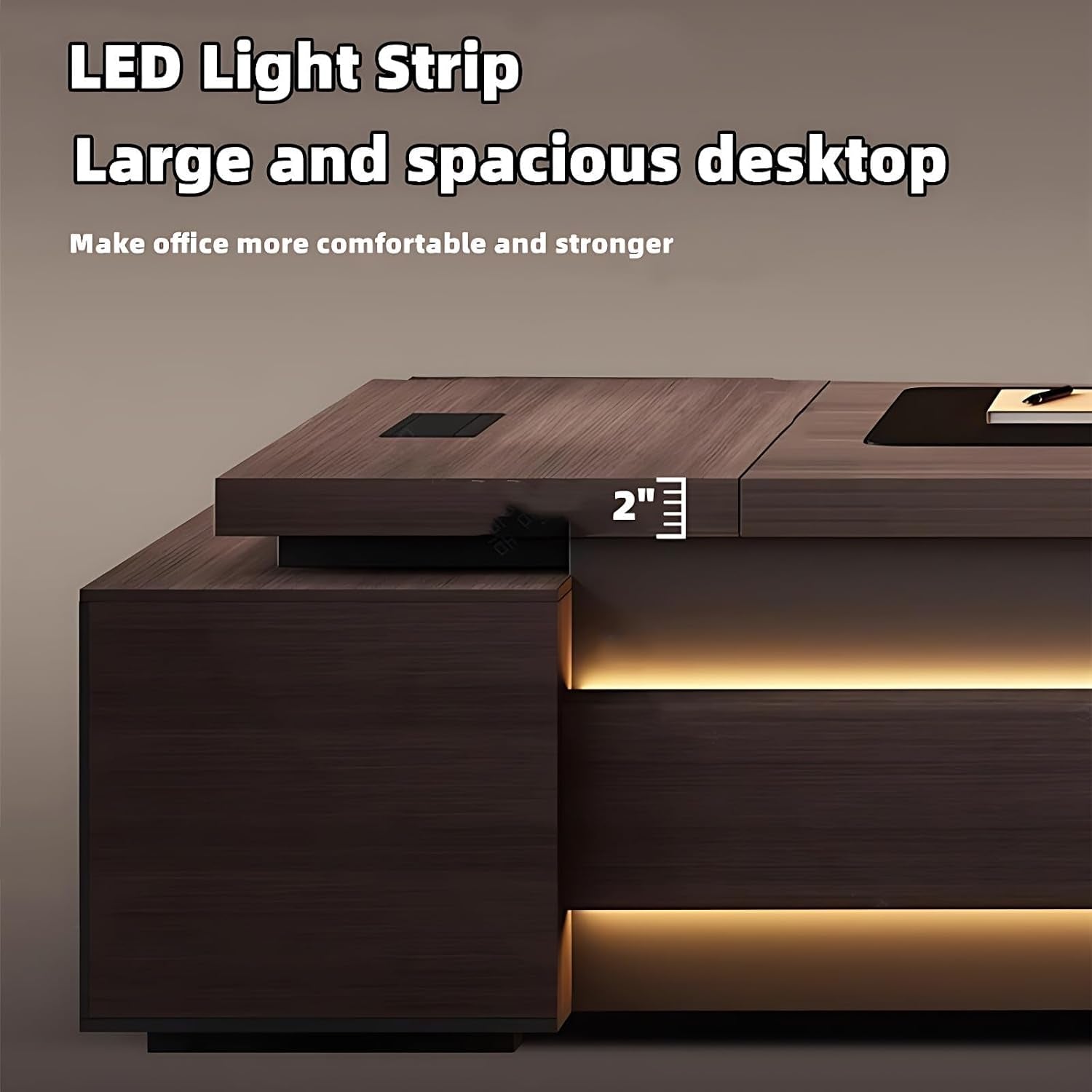 L-Shaped Executive Gaming Desk with Cable Management & Headphone Hook - Ergonomic Design for Streaming & Multi-Screen Setup (Black, 141.7")