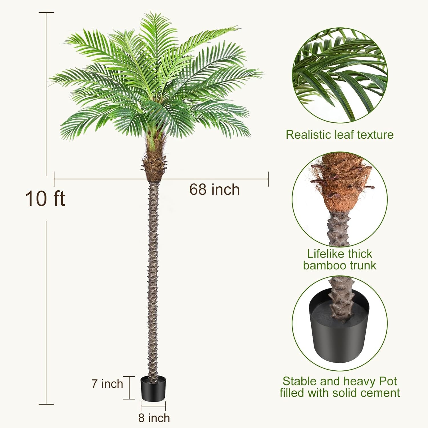Elevate Your Space with 10Ft Tall Artificial Phoenix Palm Trees - Set of 2 for Stunning Outdoor & Indoor Decor! Perfect for Patio, Poolside & Home Office!