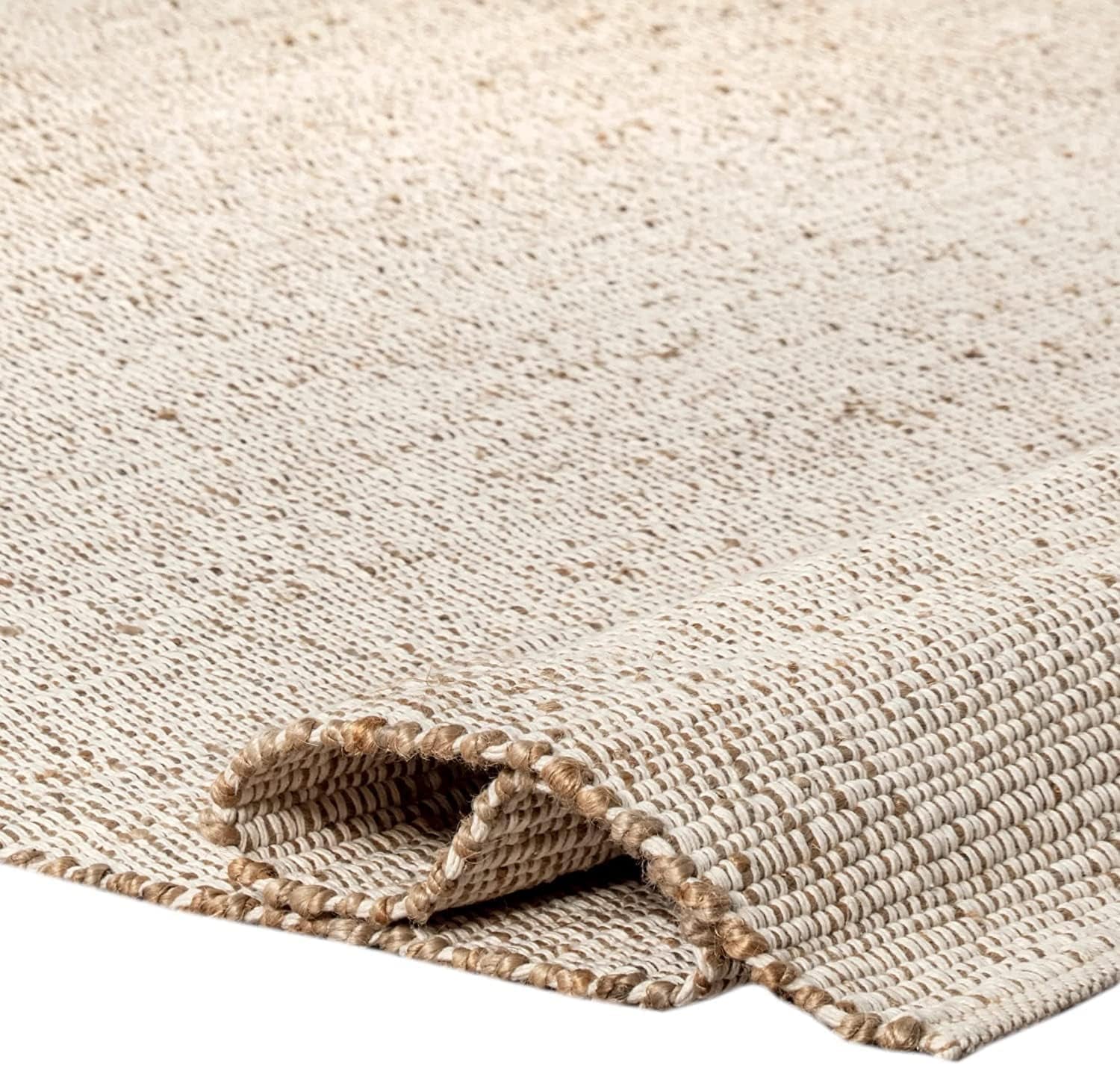 Hand Woven Jute Cotton Area Rug - Rustic Vintage Farmhouse Décor for Living Room (12' x 15') - Bohemian Style Natural Beauty