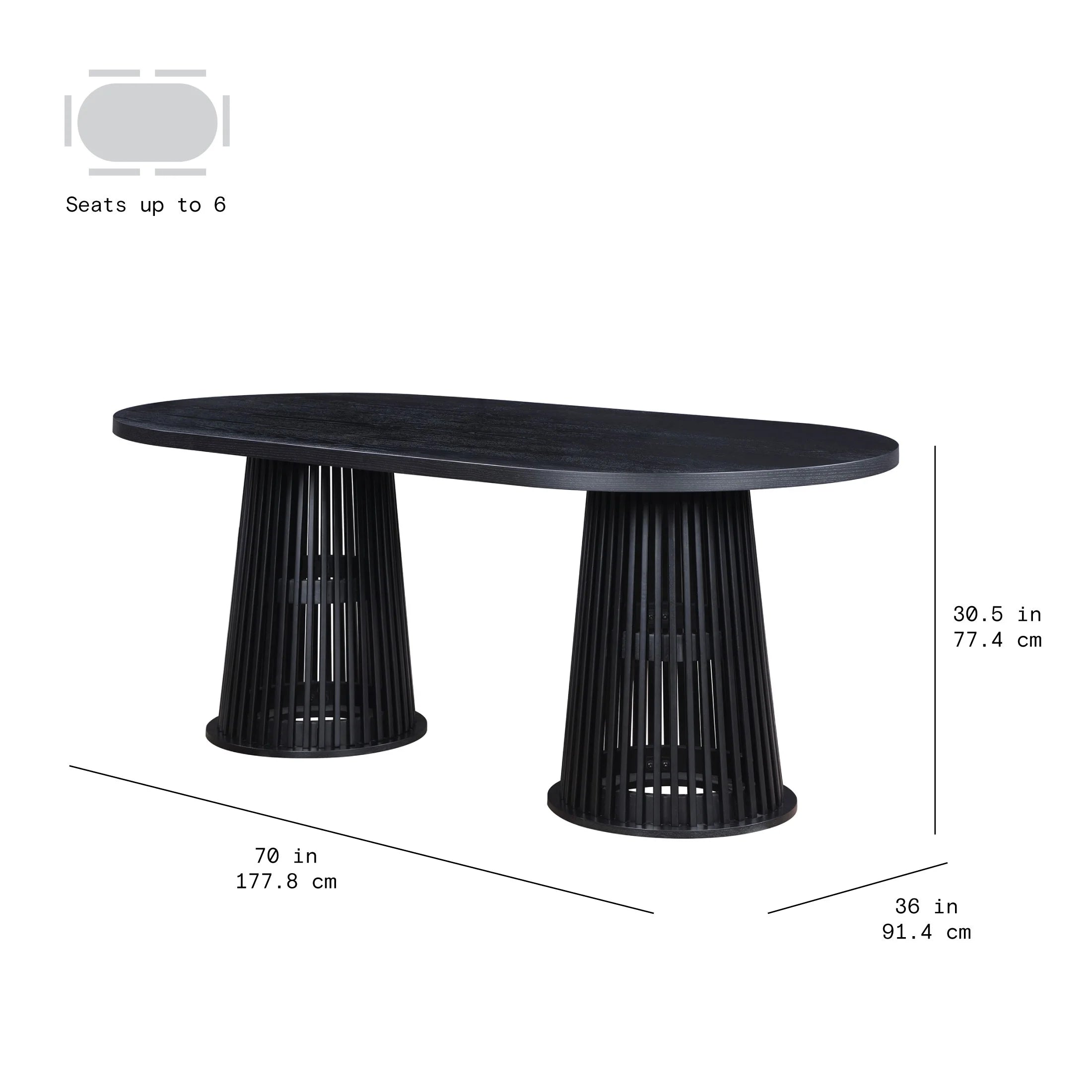 Drew Rich Black Oval Dining Table - Stylish Elegance for Your Dining Space