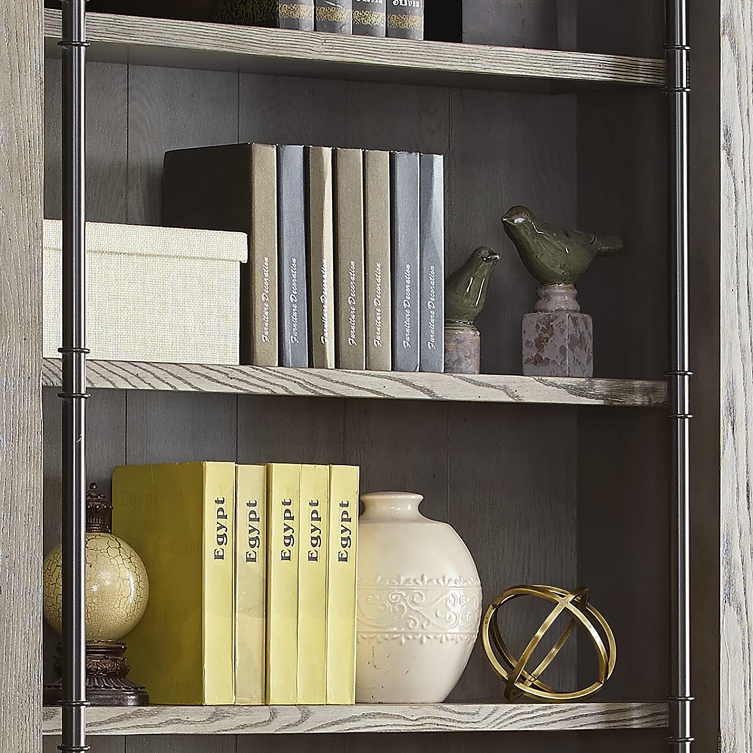 Elevate Your Space: Avondale 8' Tall Bookcase Wall with Ladder - Stylish Storage & Display Shelf in Gray