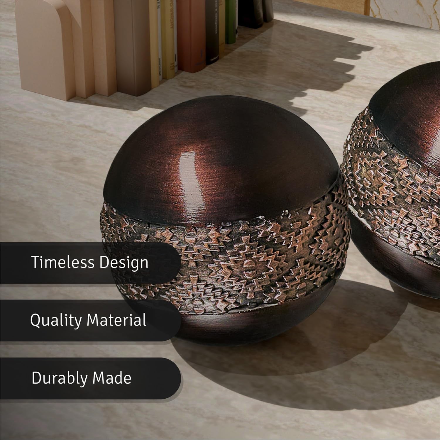 Dublin Brown 3-Inch Decorative Spheres - Set of 3 - Ideal for Bowls, Vases, and Home Decor Accents