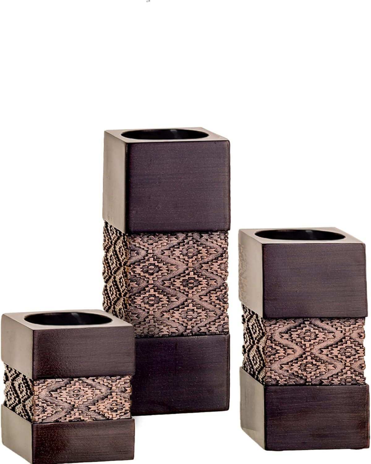 Dublin Brown Set of 3 Tealight Candle Holders - Elegant Centerpieces for Living and Dining Room Decor, Ideal for Coffee Tables, Fireplaces, Entrances, or Bathrooms