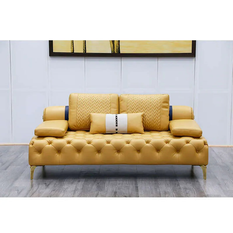 Elegant Villa Italian Style Eather Sofa - Customizable Living Room Furniture; Consult Customer Service for Tailored Options!
