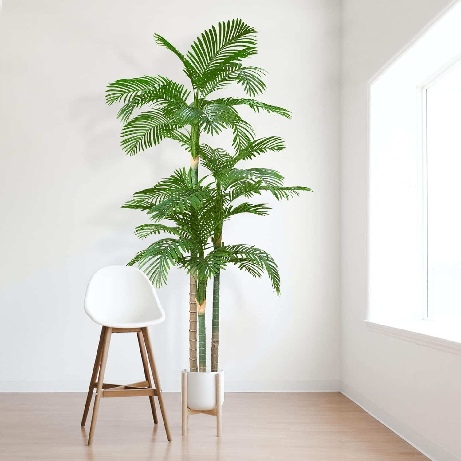 8.5Ft Tall Triple Golden Cane Palm - Luxury Artificial Silk Tree for Indoor/Outdoor Home & Office Decor