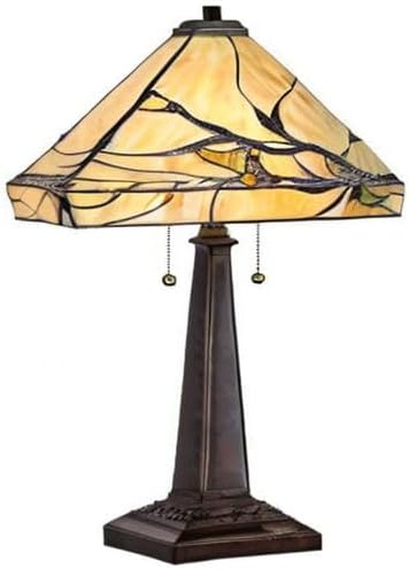 Budding Branch Tiffany Style Table Lamp - 24" Antique Copper & Bronze Art Glass Shade for Living Room, Bedroom, and Home Office Decor