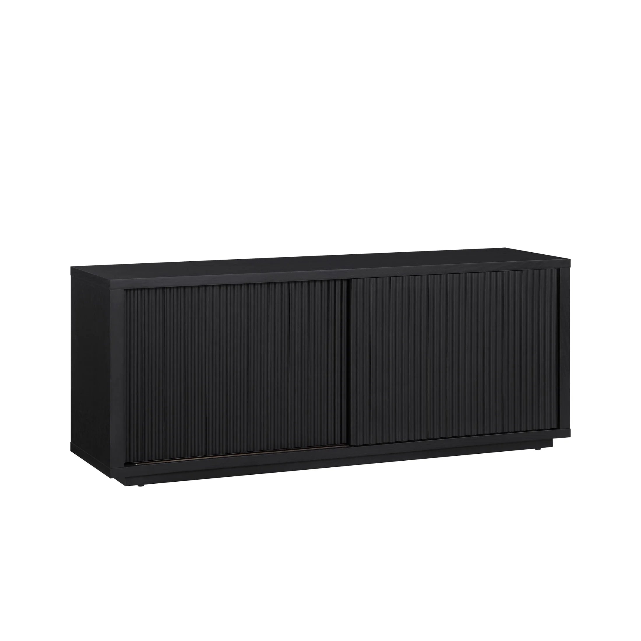 Stylish Fluted TV Stand for TVs up to 70” by Drew Barrymore in Elegant Rich Black Finish