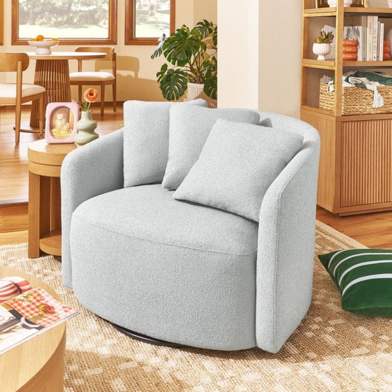 Drew Barrymore's Stunning Cornflower Blue Boucle Accent Chair – Elevate Your Space!