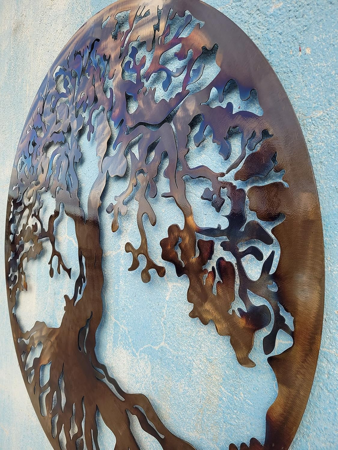 Stunning 36-Inch Tree of Life Metal Wall Art - Vibrant Laser-Cut Decorative Piece for Your Home