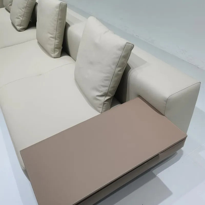 Luxurious Minimalist Italian Leather Sofa - Premium Cowhide for Elegant Living Spaces