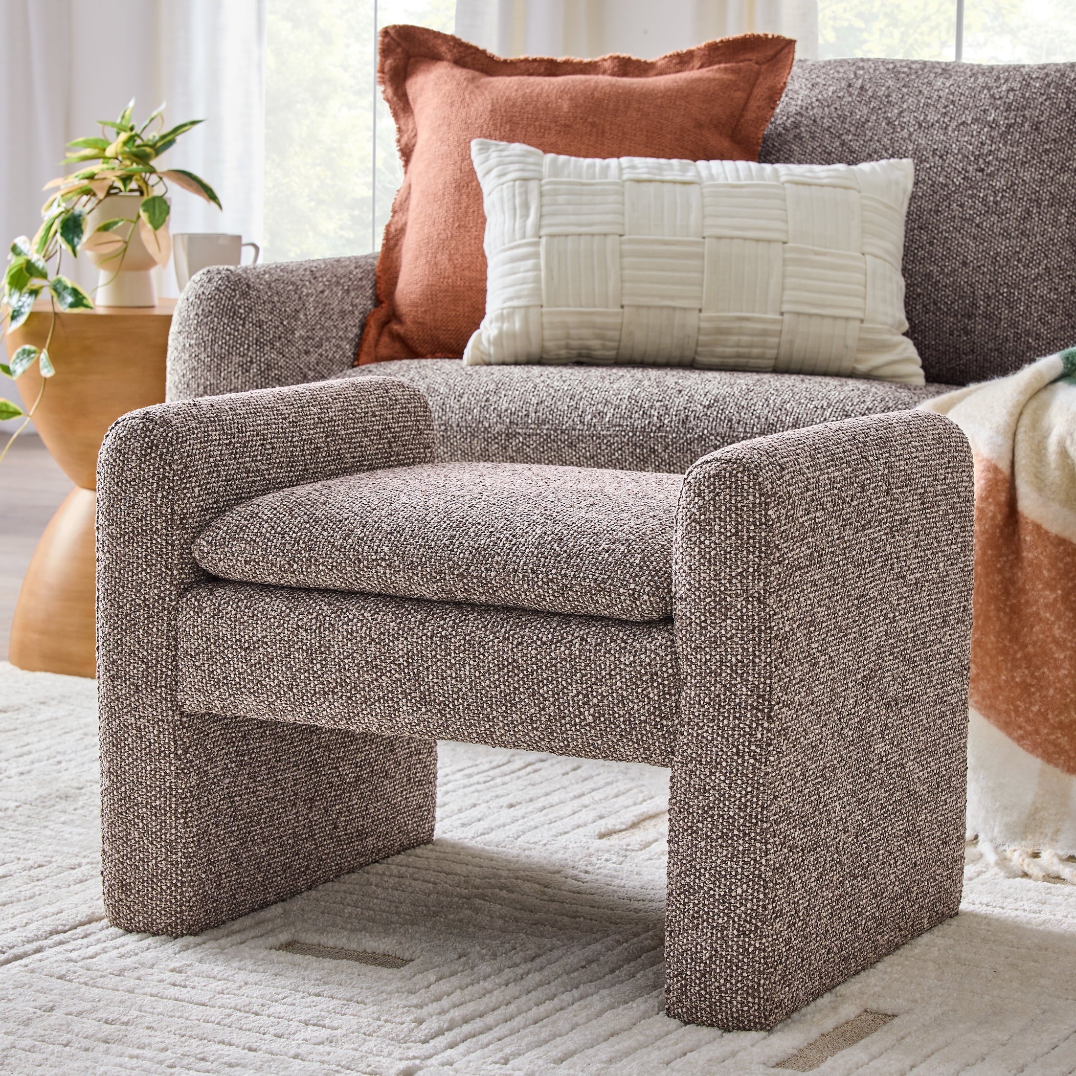 Elegant Truffle Brown Emerson Ottoman - Perfect for Any Living Space