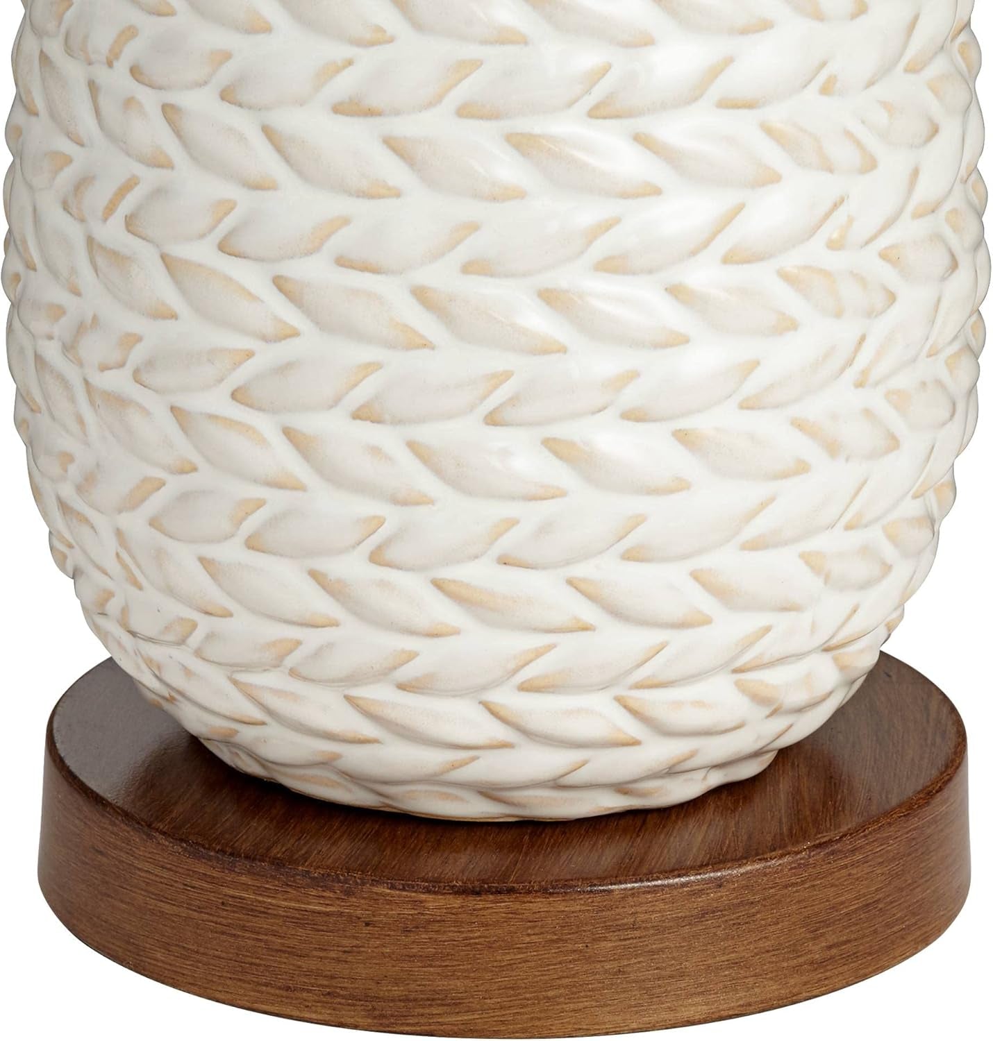 Elegant Kingston Mid Century Modern Table Lamps - Set of 2, 32.75" Tall White Textured Ceramic with Taupe Drum Shade for Bedroom, Living Room, and Home Office Decor