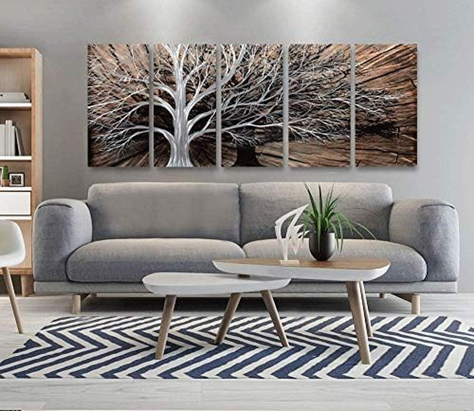 Tree of Life Metal Wall Art Set - Artisan 3D Aluminum Sculpture for Home Decor, Ideal Accent for Living Room, Bedroom, or Office
