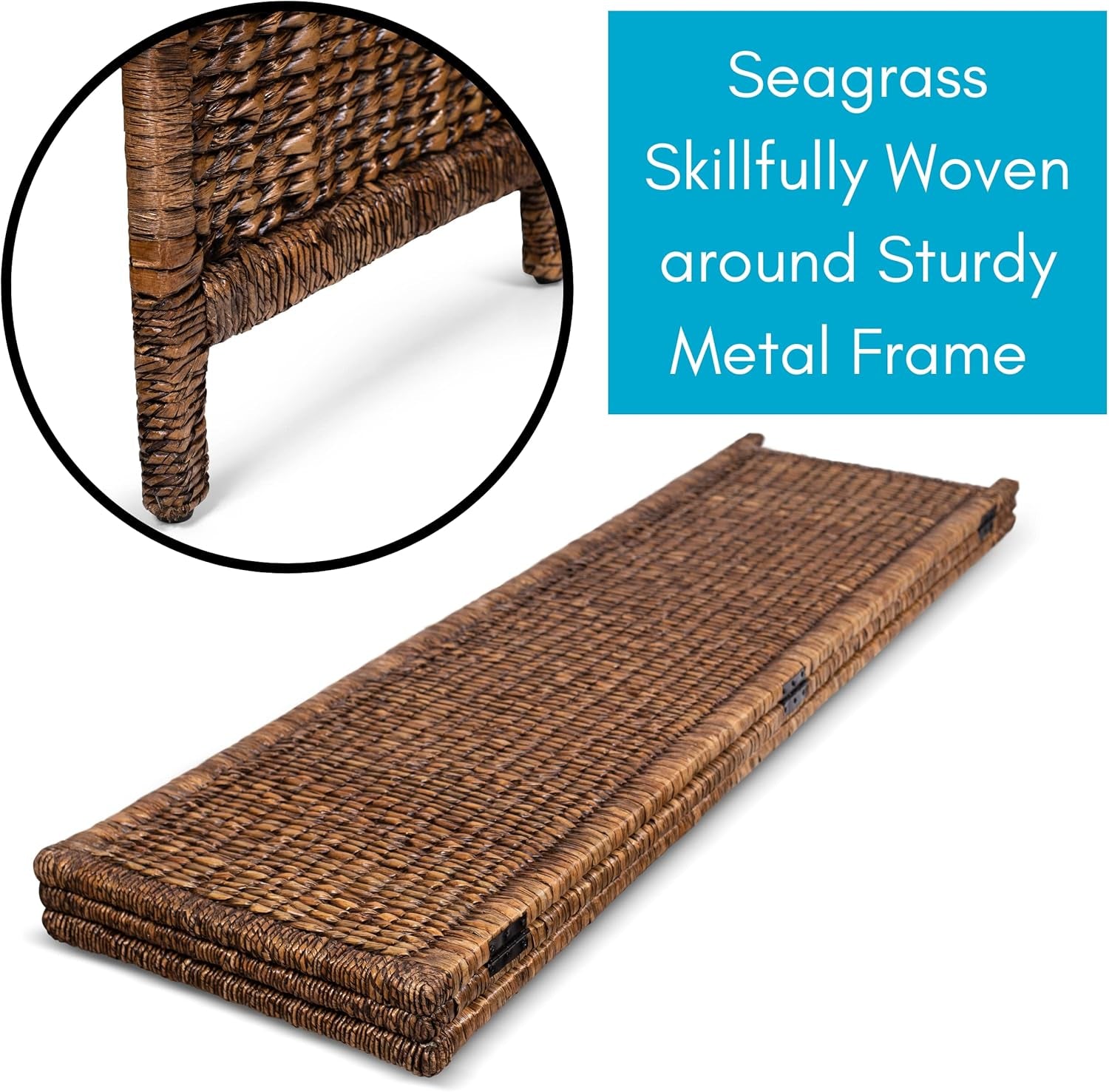 Elegant 3 Panel Seagrass Room Divider - Hand Woven Abaca - Stylish Folding Partition Screen in Brown Wash - Perfect Home Decor Accent