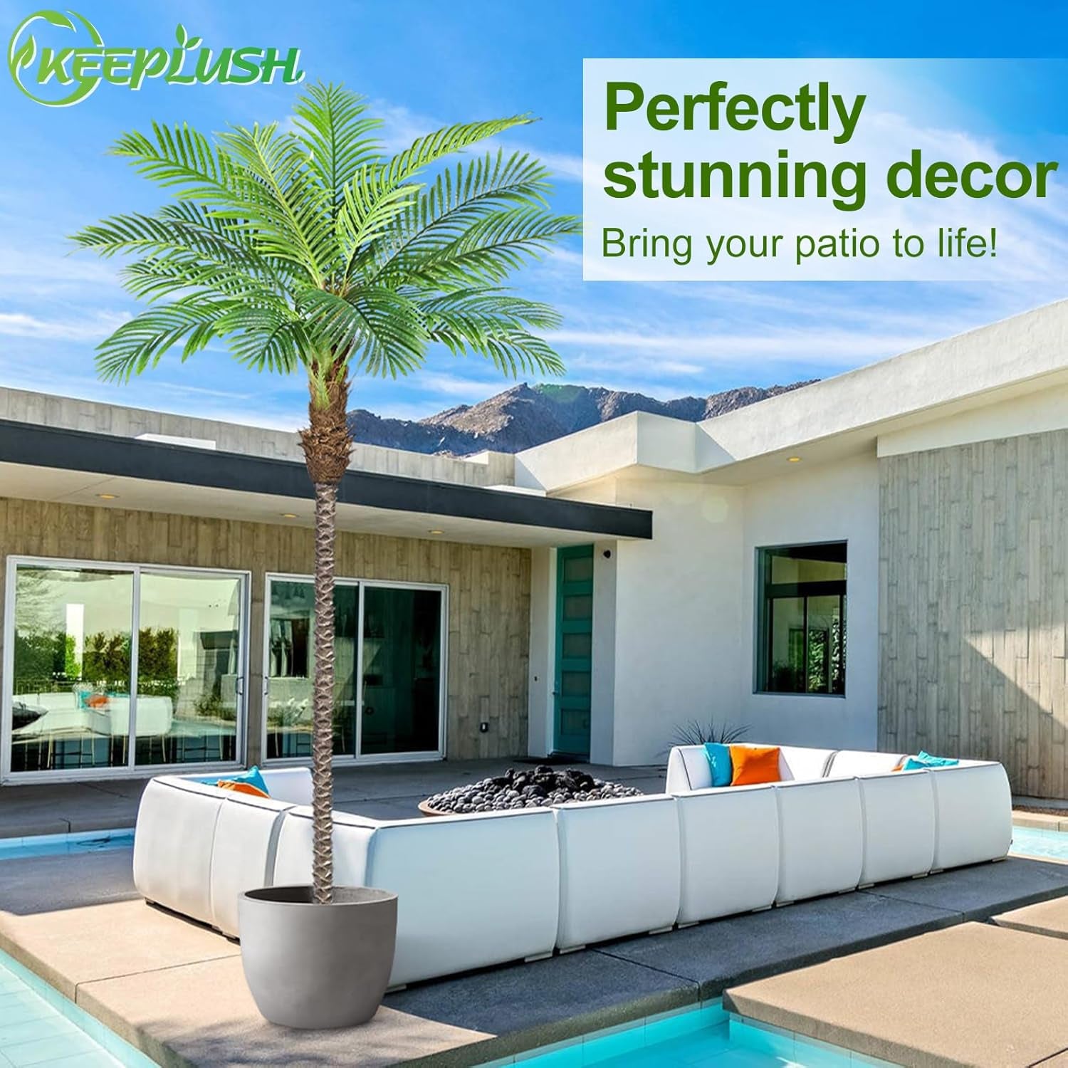 Elevate Your Space with 10Ft Tall Artificial Phoenix Palm Trees - Set of 2 for Stunning Outdoor & Indoor Decor! Perfect for Patio, Poolside & Home Office!