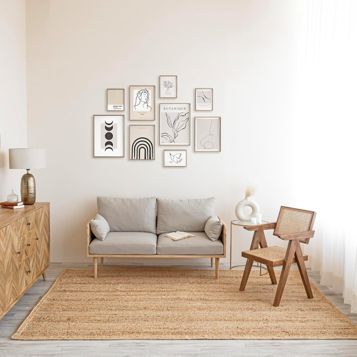 Natural Hand Woven Jute Rug 9'X12' - Boho Chic Reversible Braided Area Rug for Rustic Home Decor in Bedroom, Kitchen, Living Room, Hallway, and Dining Room
