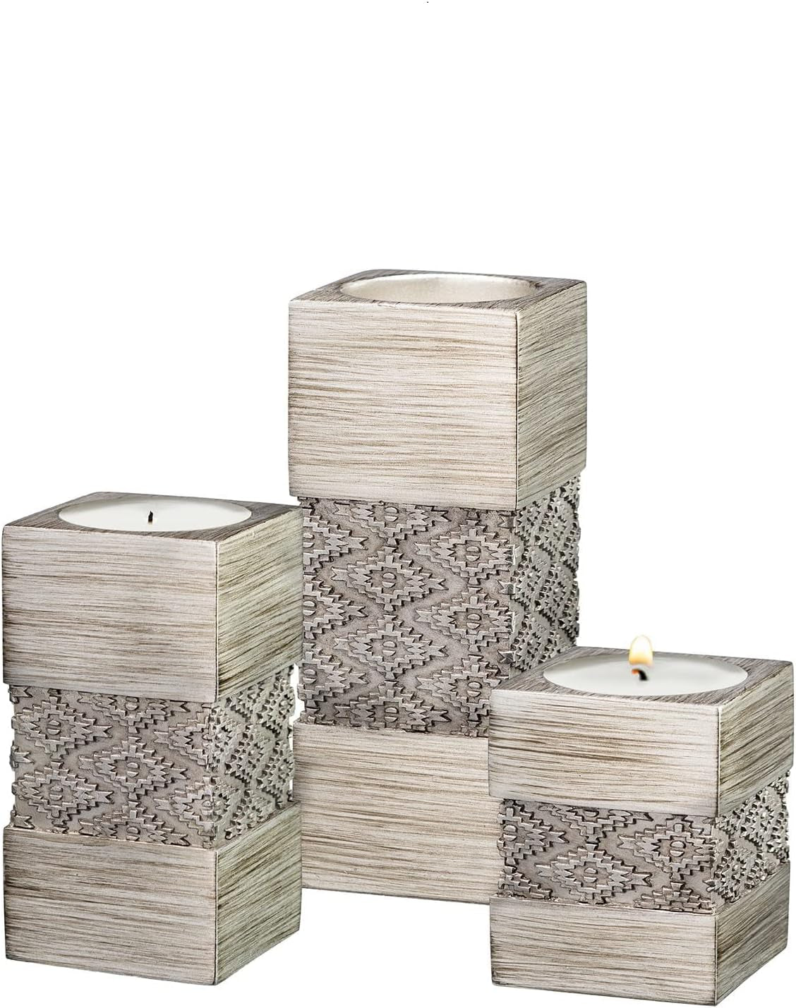 Dublin Silver Tealight Candle Holder Set of 3 - Elegant Centerpiece for Living Room, Dining Room, Coffee Table, Fireplace, Entrance, or Bathroom Decor