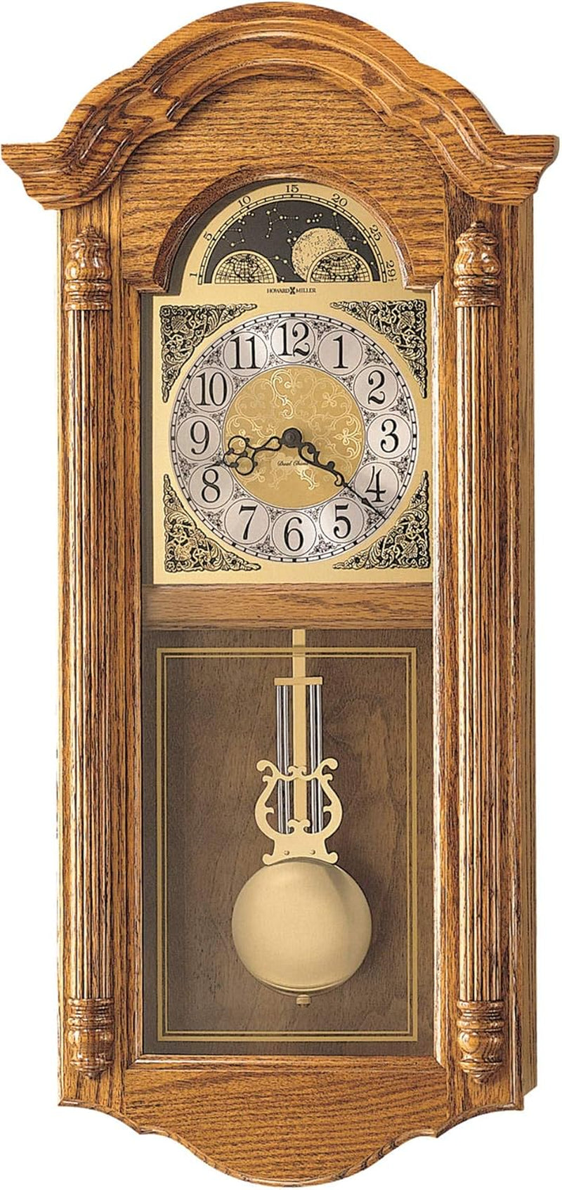 Elegant Mason II Crystal Glass Wall Clock with Golden Pendulum - Perfect Analog Chime for Home Decor and Living Room