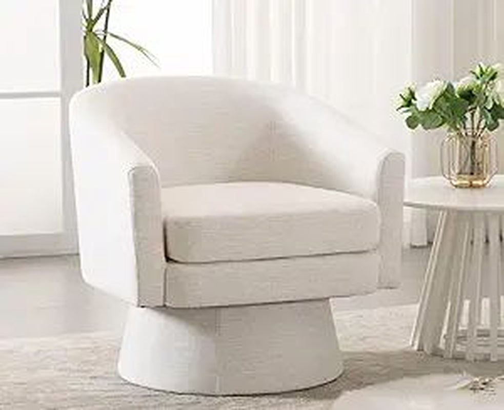 Cozy Green Swivel Accent Chair - Modern Linen Barrel Arm Chair for Stylish Reading Comfort