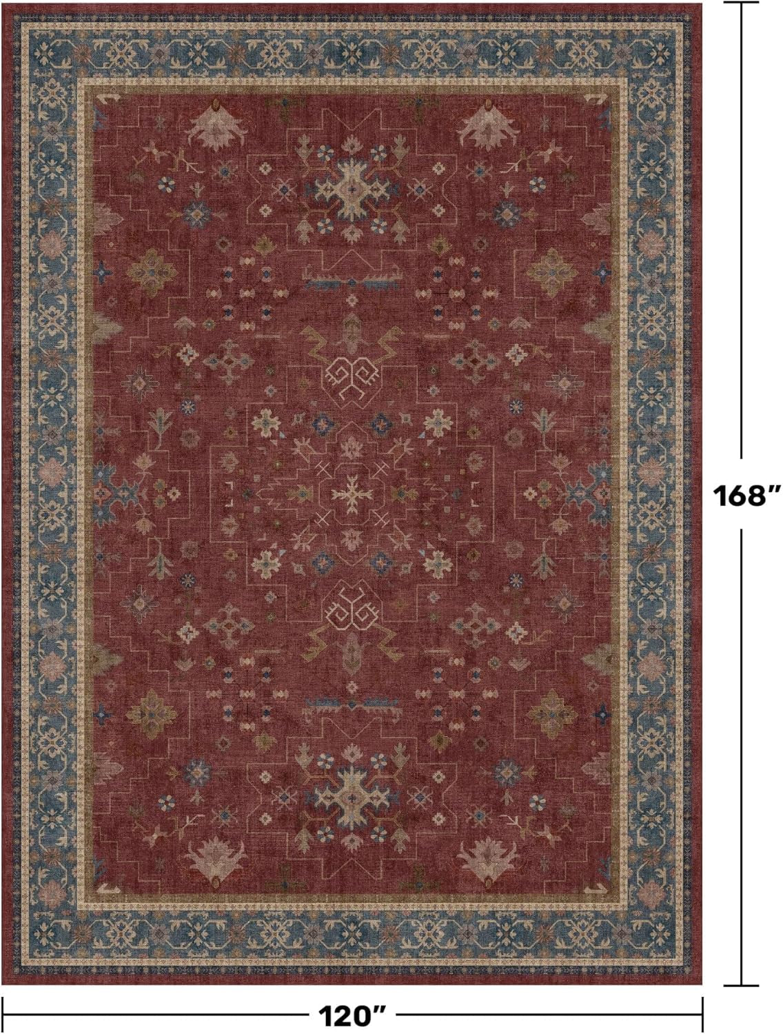 Luxurious Dark Red Moroccan Area Rug - 10x14 Lightweight, Washable, and Foldable for Living Room, Bedroom, and Dining Room Décor