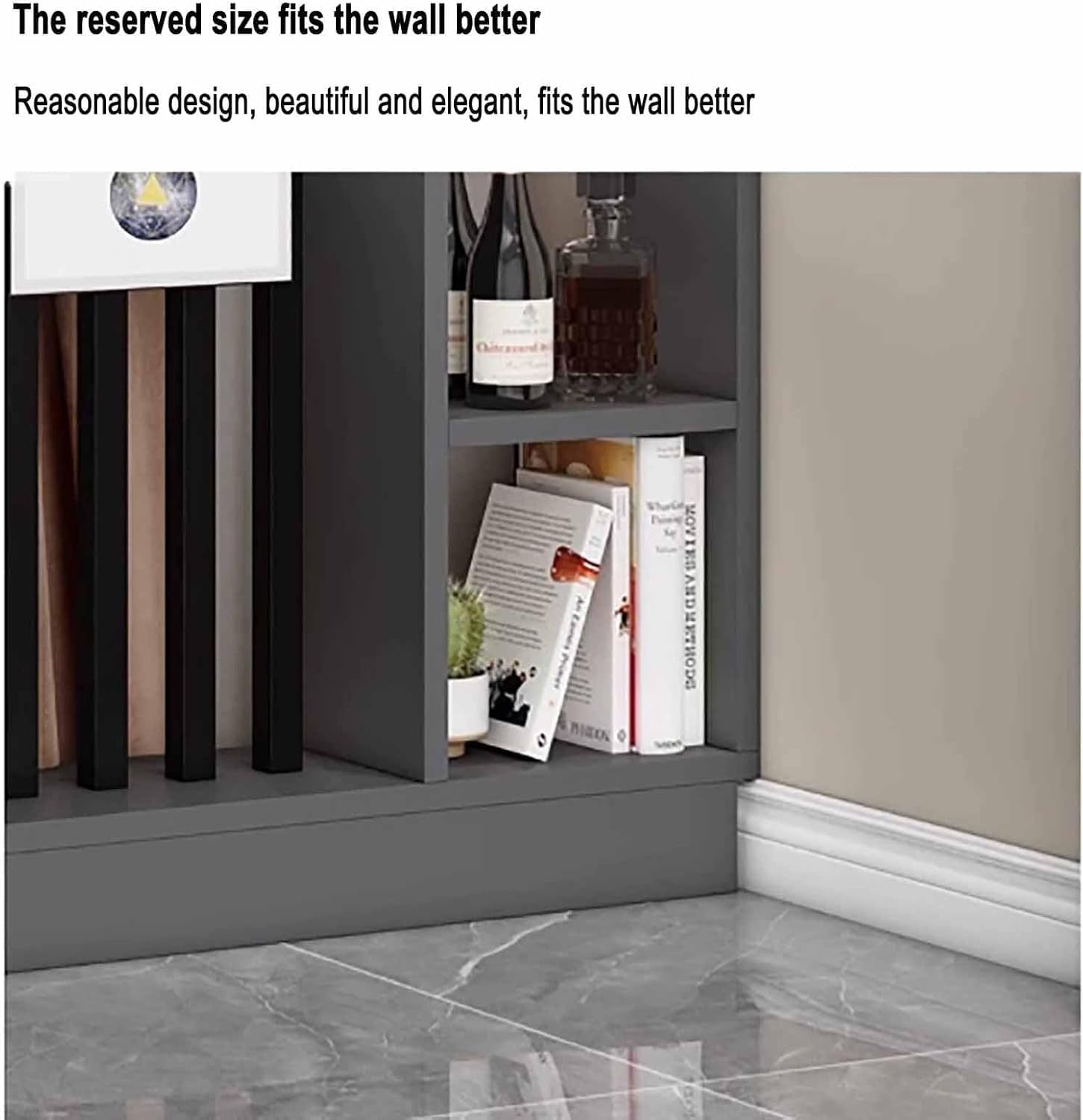 Stylish Modern Wall Room Divider with Storage Shelves - Freestanding Wood Partition for Home & Office (White + Black, 31.5" L x 9.5" W x 79.5" H)