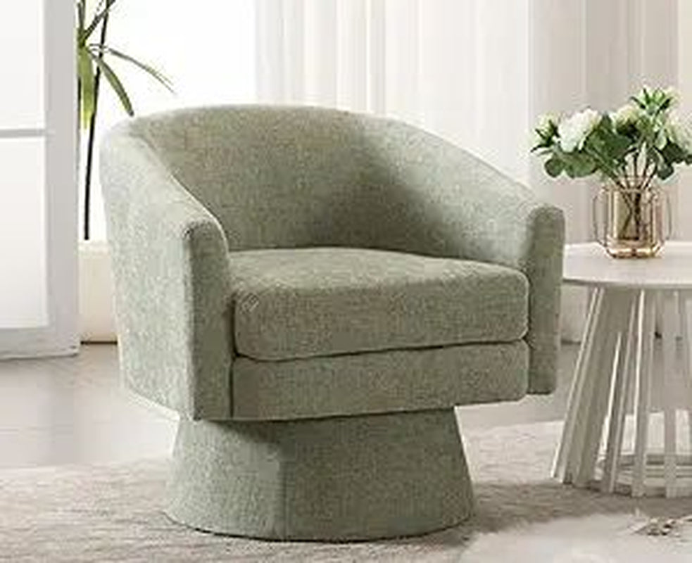 Cozy Green Swivel Accent Chair - Modern Linen Barrel Arm Chair for Stylish Reading Comfort