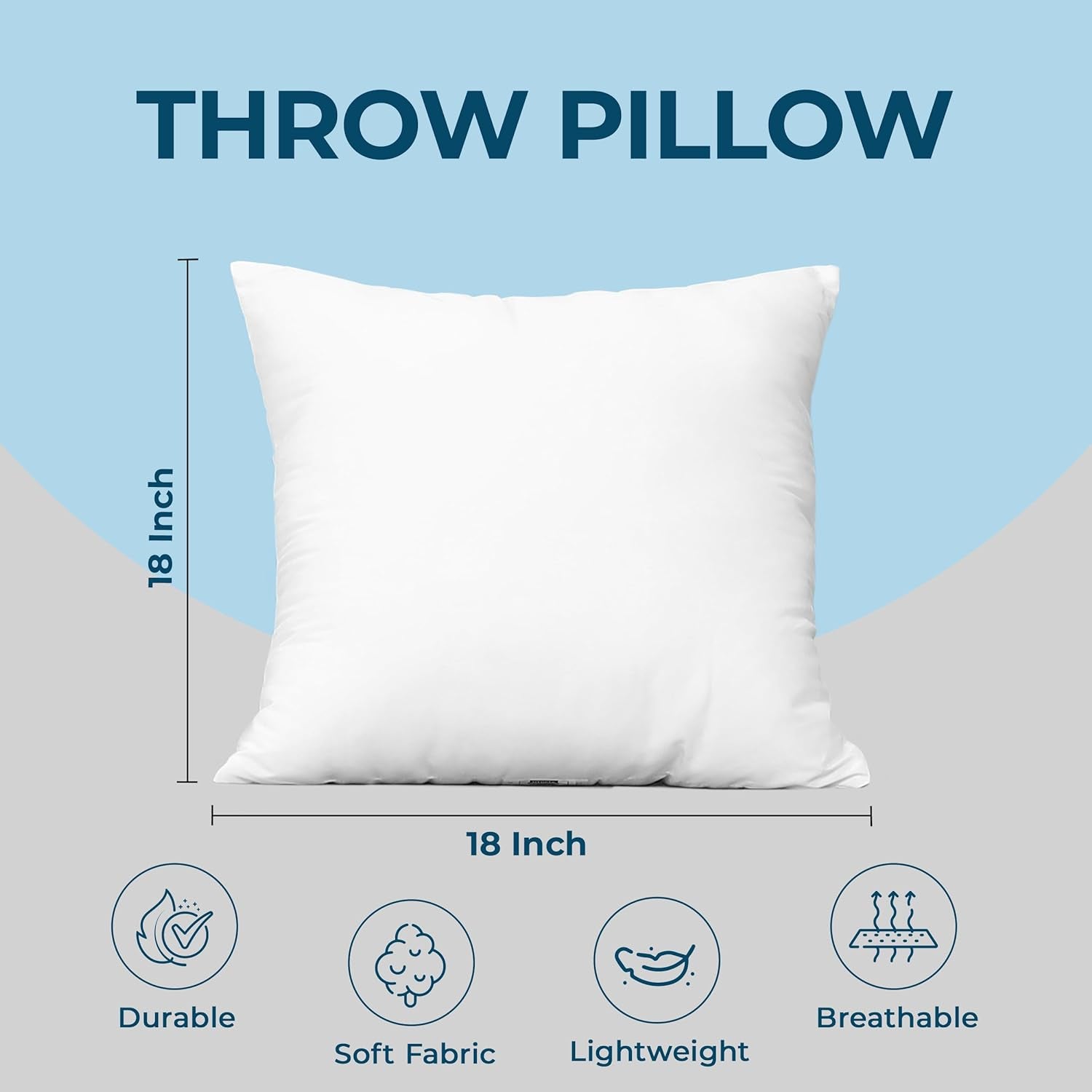 Elegant White Throw Pillows Set of 4 - 18x18 Inches Decorative Cushions for Sofa, Bed, and Couch
