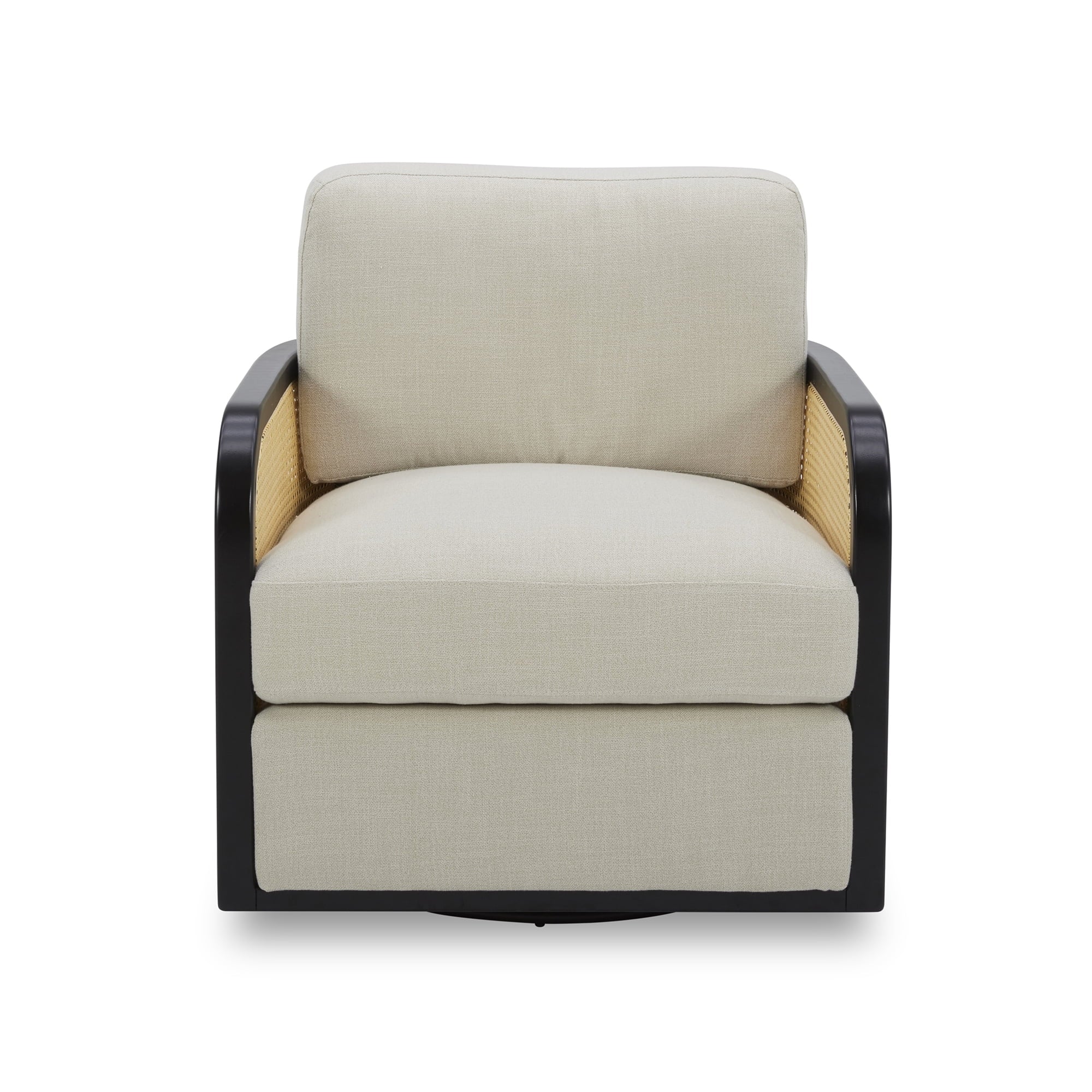 Elegant Charcoal Swivel Accent Chair - Springwood Cane Design