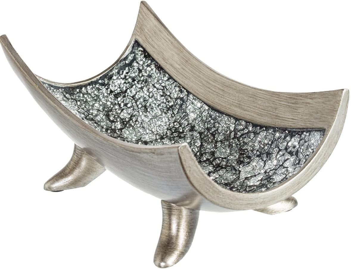 Schonwerk Silver Centerpiece Bowl - Elegant Coffee Table Decoration for Dining Room, Living Room, or Entryway - Decorative Bowl Ideal for Weddings and Birthdays