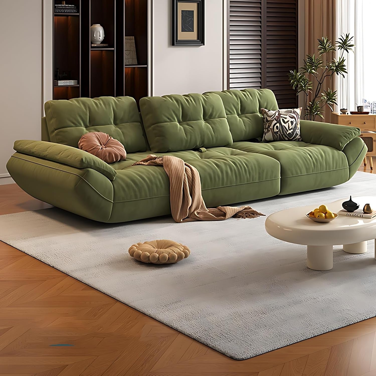 Stylish Convertible Sectional Sofa Bed with Chaise - Perfect for Modern Living Rooms & Apartments (Green, 134 In)