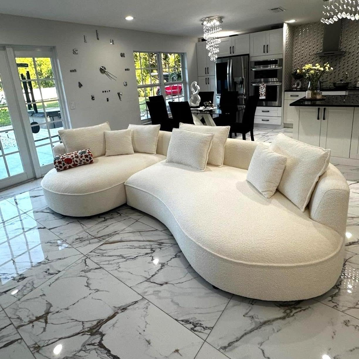 Luxurious 125" Curved Modular Sectional Sofa with 7 Pillows - Oversized Comfort for Modern Living Rooms - Left Hand Facing Design