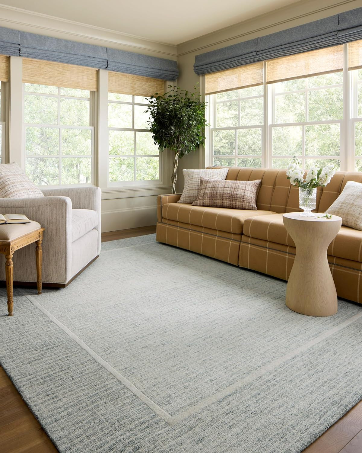 Chris Loves Julia Briggs Collection 9'3" x 13' Area Rug in Mist & Ivory – Stylish No-Shed Design for High Traffic Living Spaces