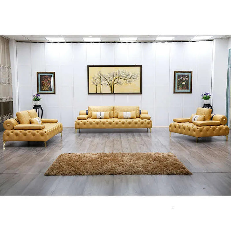 Elegant Villa Italian Style Eather Sofa - Customizable Living Room Furniture; Consult Customer Service for Tailored Options!