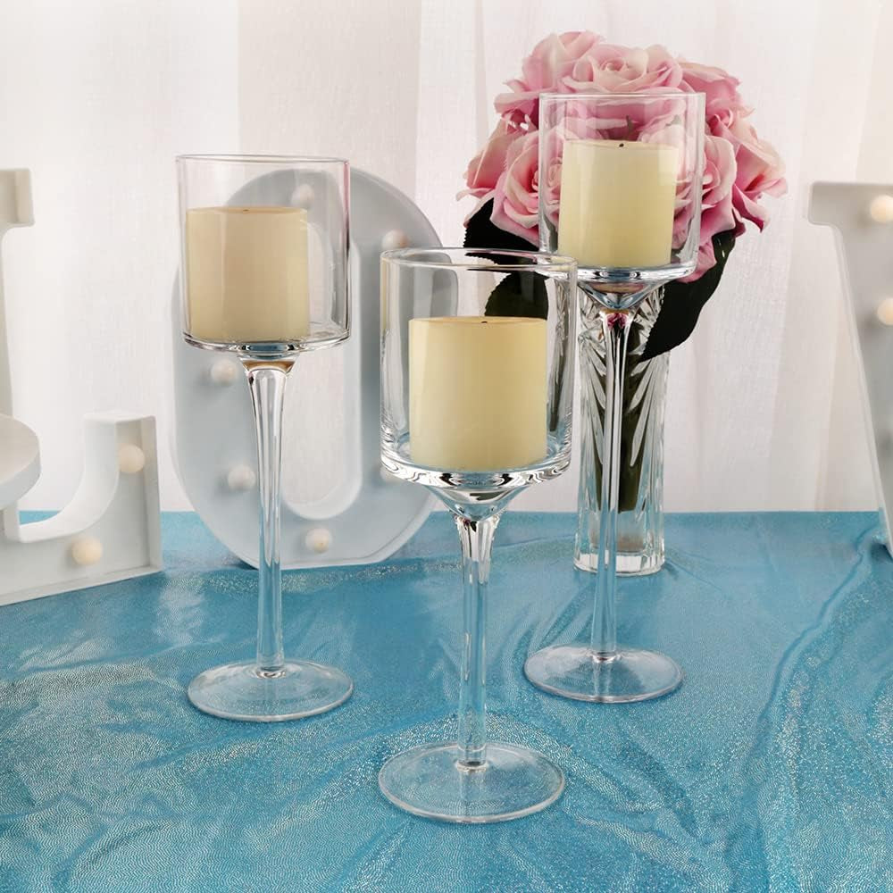 10 Sets of Elegant Clear Glass Candle Holders - 30 Pieces of Tall Tealight Holders for Candles Up to 6cm Diameter, Ideal for Home, Party, and Wedding Centerpiece Decoration